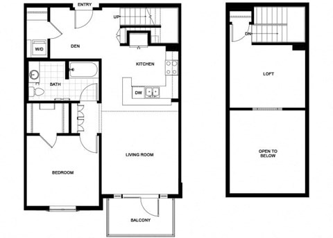 Floor plan for 1 bed, 1 bath, 1014 sqft